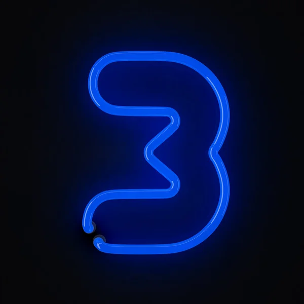 Neon number 3 — Stock Photo, Image