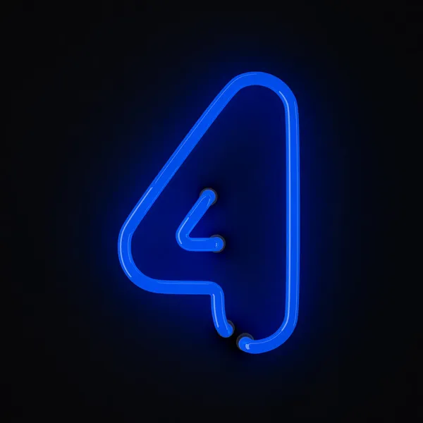 Neon number 4 — Stock Photo, Image