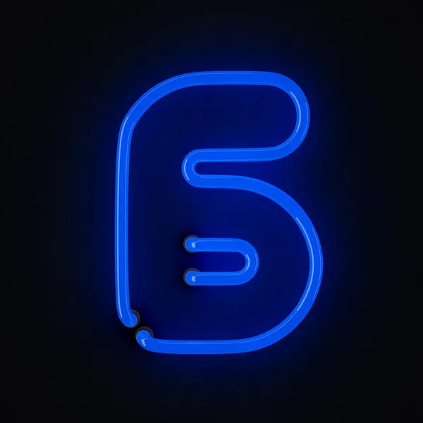 Neon numer 6 — Zdjęcie stockowe