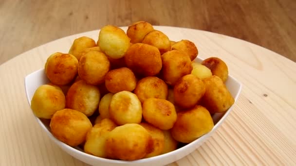 Frying potato croquette — Stock Video