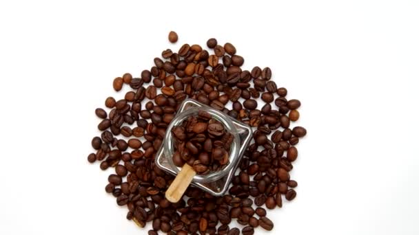 Coffee beans in glass — Stock Video