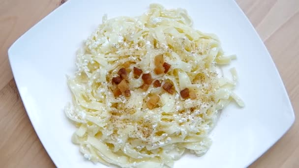 Noodles With Cottage Cheese And Greaves Stock Video C Ludovikus1
