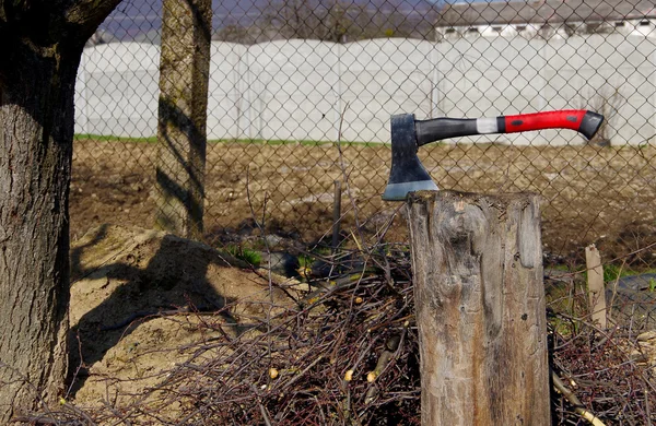 Ax and tree stump — Stock Photo, Image