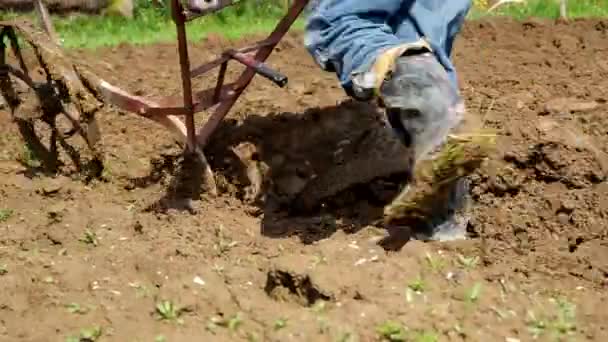 電動ウインチおよび耕作のための手すき — ストック動画