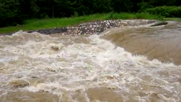 Um forte fluxo de água após fortes chuvas . — Vídeo de Stock