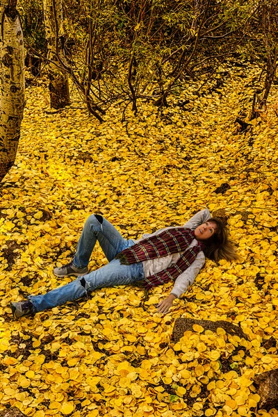 Tagträumen in Herbstblättern lizenzfreie Stockbilder