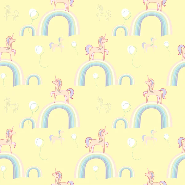 Unicorns rainbows wallpaper 로열티 프리 스톡 일러스트레이션