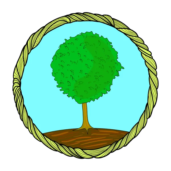 Дерево в круглой рамке — стоковый вектор