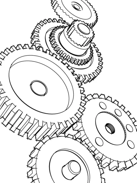 Skiss gears — Stockfoto