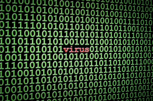 Virus v binární textu — Stock fotografie