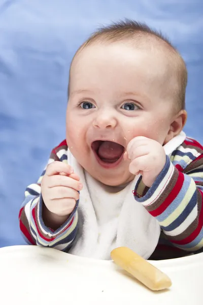 Muito feliz, confuso menino de 6 meses — Fotografia de Stock