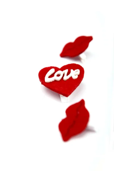 Rotes Herz mit Kuss — Stockfoto