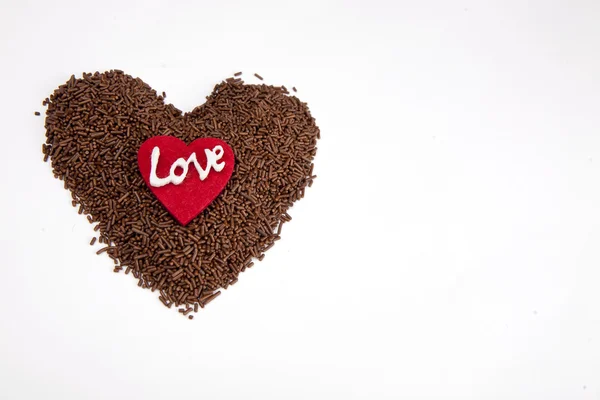 Piros szív nagy szív darab csokoládé — Stock Fotó