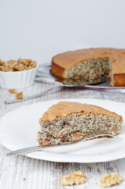 haşhaş, ceviz ve kuru üzüm pasta