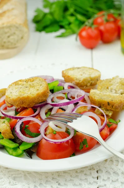 Salatpanzanella — Stockfoto