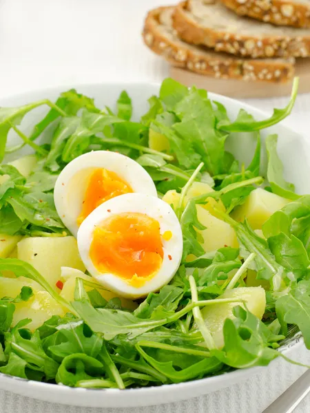 Rucolový salát s brambory a vejci — Stock fotografie
