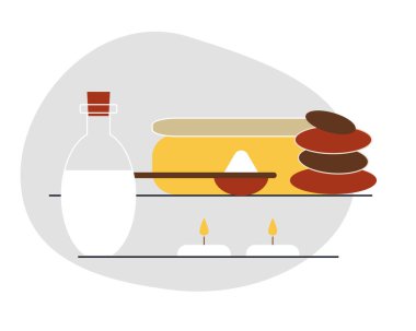 Tayland masajı için düz çizimler, beyaz arka planda spa tedavileri