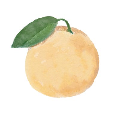 Yeşil dallı ve yapraklı suluboya turuncu