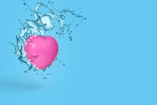 Creative Minimal Scene Made Pink Heart Water Splash День Святого — стоковое фото