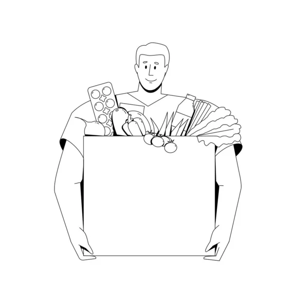 O homem está segurando uma caixa de compras. Ilustrações De Stock Royalty-Free