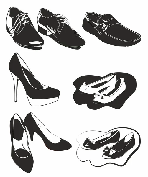 Schwarze und weiße Schuhe — Stockvektor