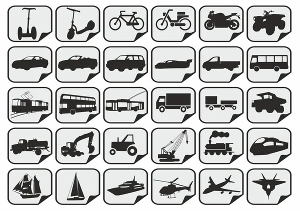 Ícones de transporte simples — Vetor de Stock