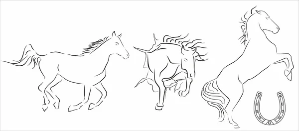 马的黑色轮廓 — 图库矢量图片