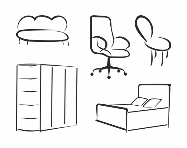 Muebles de contorno — Vector de stock