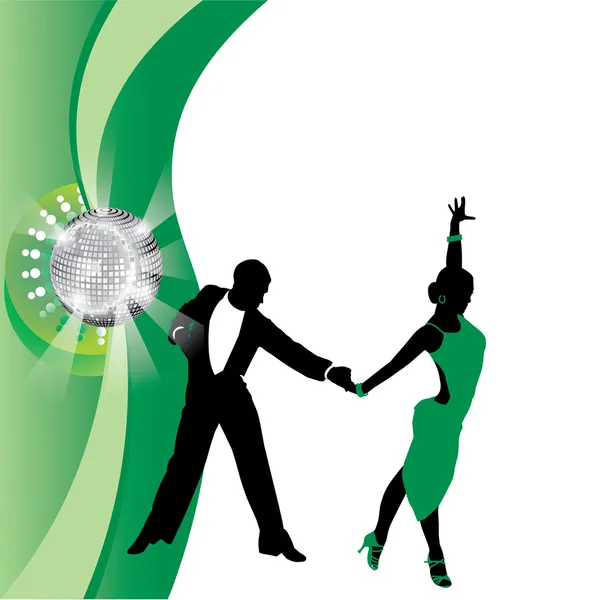 Çift dans ile vektör yeşil arka plan — Stok Vektör