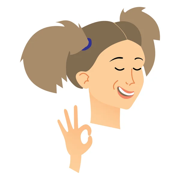 Muchacha mostrando OK signo — Vector de stock