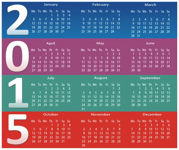 Kleur kalender 2015 — Stockvector