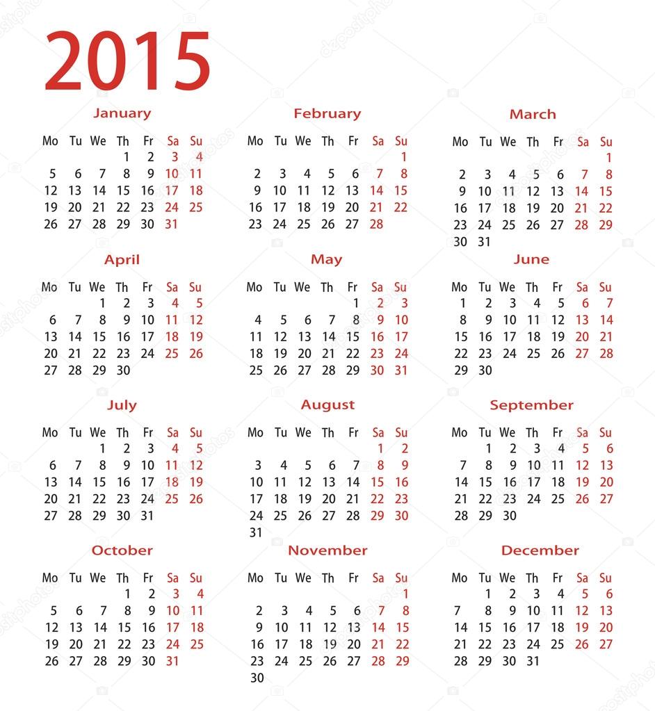 Simple Calendar 15 Vector Image By C Jodo19 Vector Stock Simple Calendar 15 Vector Image By C Jodo19 Vector Stock