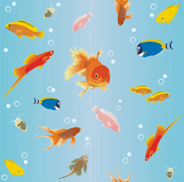 Fondo de pantalla con peces de acuario — Archivo Imágenes Vectoriales