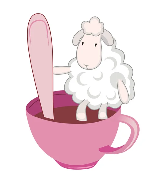 Funny sheep in the cup — Stock Vector