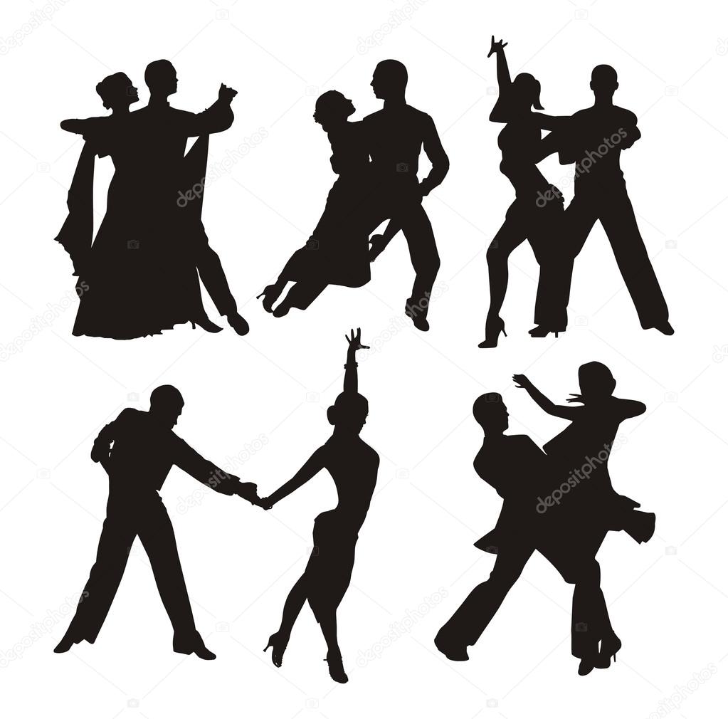 Black silhouette couple dancing Black silhouette of couple dancing