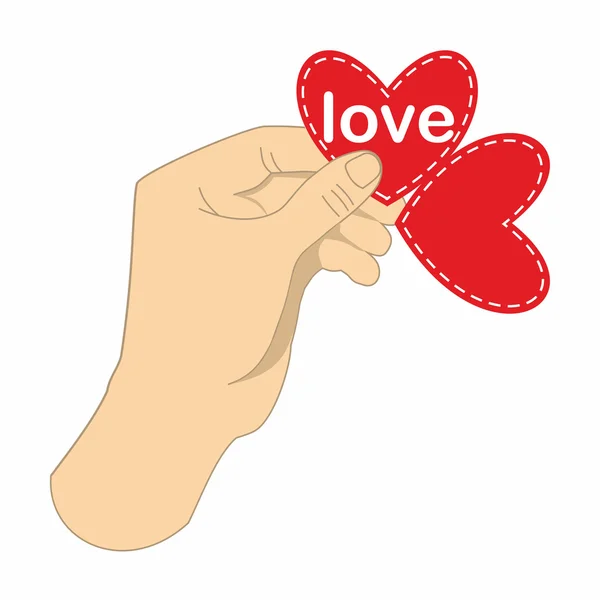 Hand holding a valentine postcard — Stock Vector