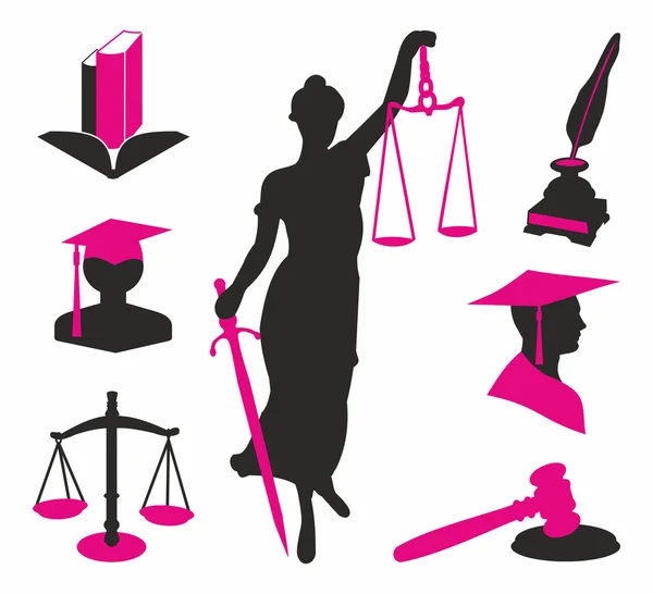 Юридичні ікони пурпурові і чорні — стоковий вектор