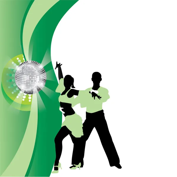 Salsa ballando coppia su uno sfondo verde — Vettoriale Stock