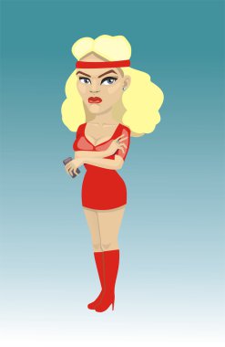 Kırmızı elbiseli sarışın vektör