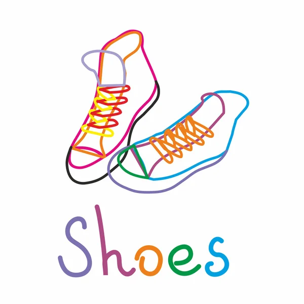 Contorno de color de los zapatos deportivos — Archivo Imágenes Vectoriales