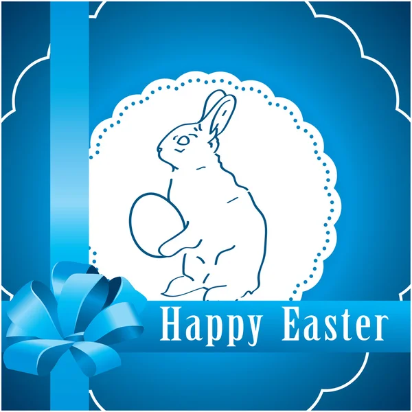 Fondo cuadrado azul con conejo de Pascua — Vector de stock