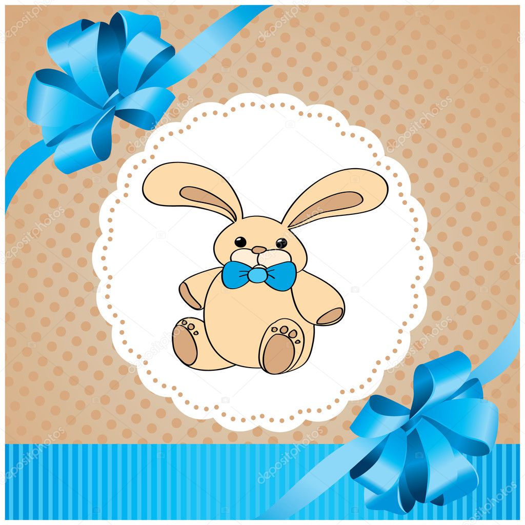 vector background with rabbit and blue bow