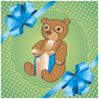 ayı ile kare yeşil arka plan