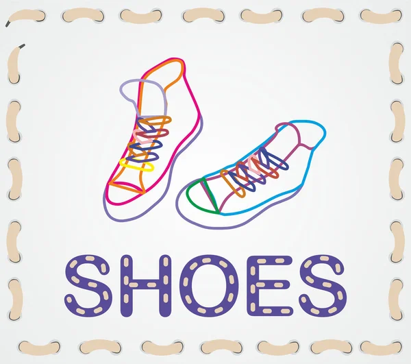 用彩色线条画的运动鞋 — 图库矢量图片