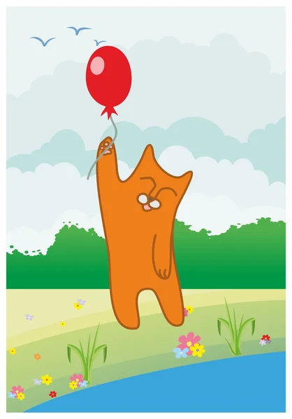 Kot latający na balon — Wektor stockowy