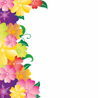 çiçekler vektör ile kare çerçeve