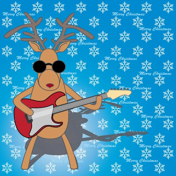 Christmas reindeer playing guitar — Stock Vector