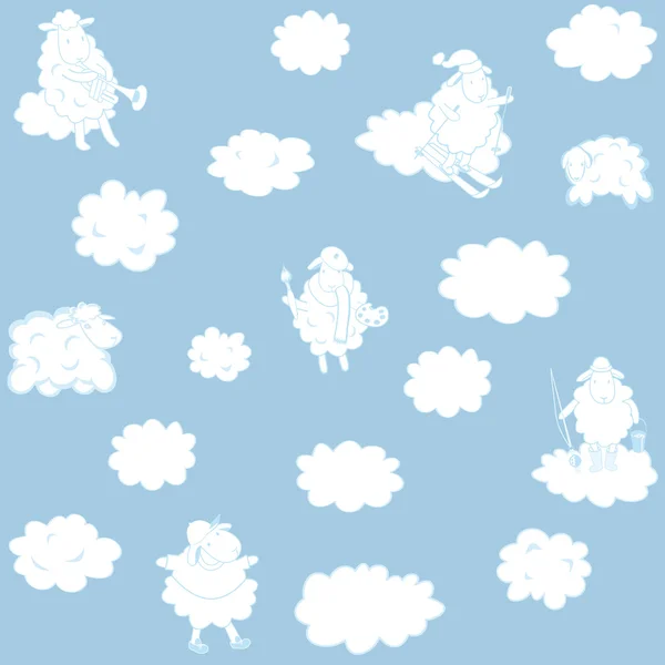 Vector wallpaper with clouds for a child's room — Stock Vector