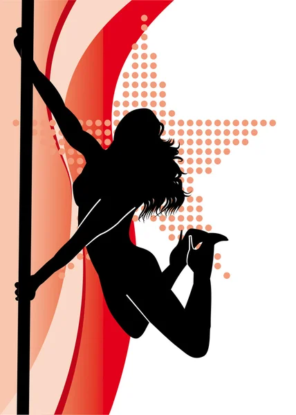 Contour noir d'une danseuse sur un poteau — Image vectorielle