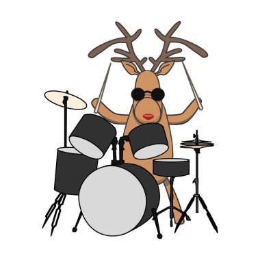 Noel reindeer bateri çalıyor.